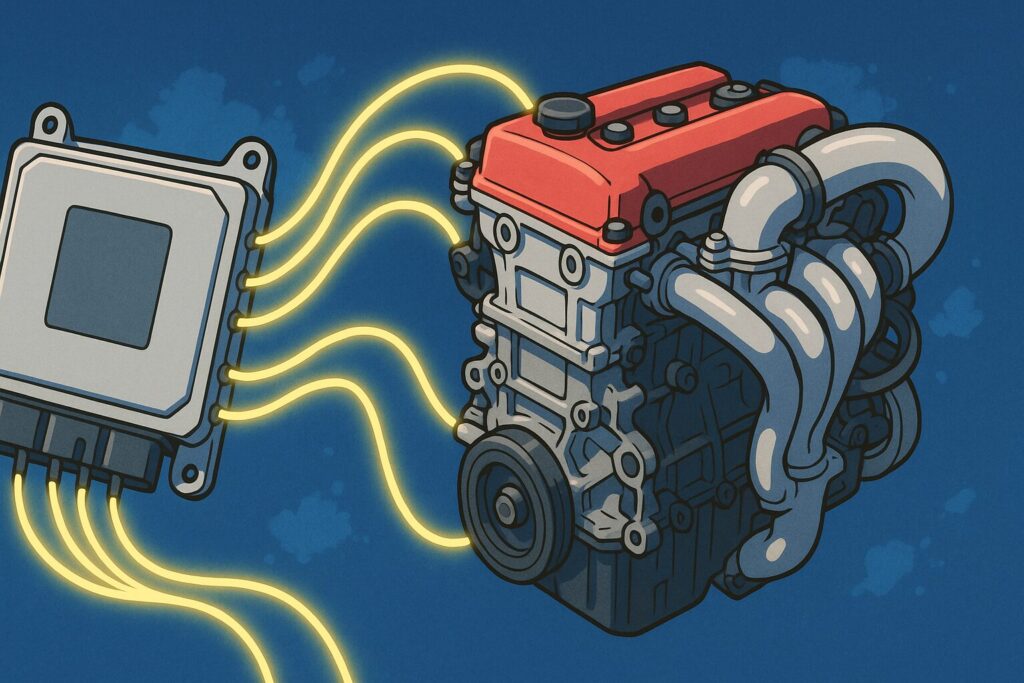 ECUとエンジンのイメージイラスト