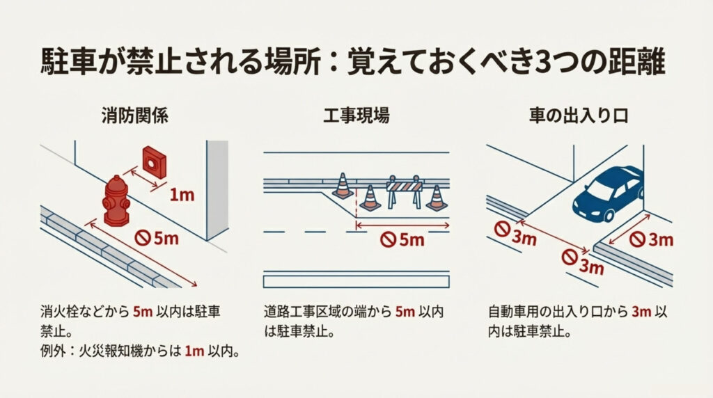 駐車が禁止される場所イラスト解説