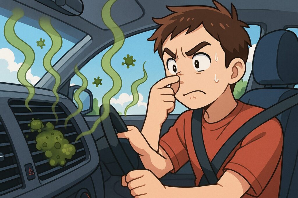 車のエアコンからカビ臭が出る本当の原因イメージイラスト
